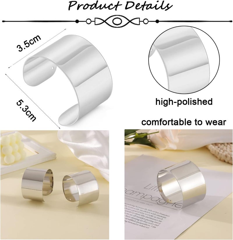 SAMOCO 2Pcs Cuff Bangle Bracelet for Women Cuff Bracelets Open Wide Wire Bracelets Adjustable Tone Wrist Cuff Wrap Bracelet - Image 3